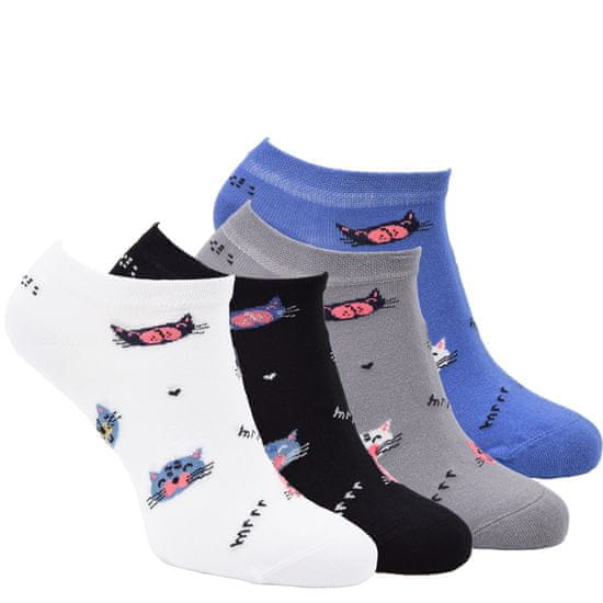 Zdravé Ponožky dámské barevné bavlněné sneaker kočičí ponožky 6400824 4pack