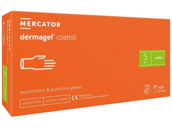 MERCATOR MEDICAL DERMAGEL COATED - Latexové nepudrované rukavice bílé, vnitřní vrstva polymer, 100 ks, R-003
