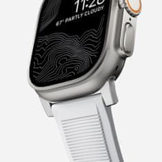 Nomad Rugged Band - Odolný řemínek pro Apple Watch 45 / 49 mm, bílý, stříbrný