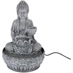 HOMESTYLING Fontána pokojová s LED osvětlením 29 cm Budha šedá