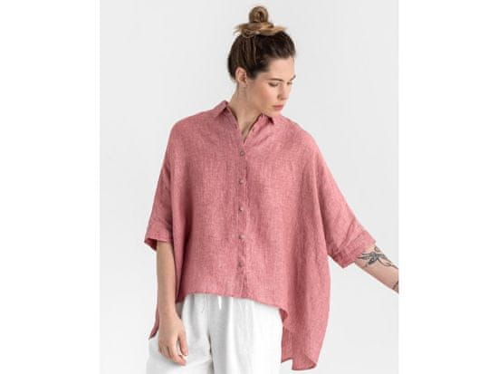 Magic Linen Lehká lněná košile HANA v Cranberry barvě Velikost: XS/M