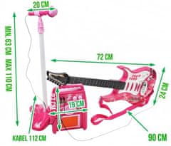 iMex Toys Dětská rocková elektrická kytara na baterie + zesilovač a mikrofon Pink