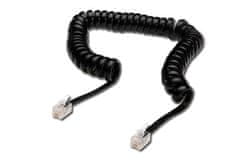 kabel RJ10 pro telefonní sluchátko, kroucený, černý, délka 2 metry