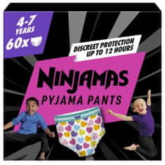 Pampers NINJAMAS Kalhotky plenkové Pyjama Pants Srdíčka, 60 ks, 7 let, 17kg-30kg