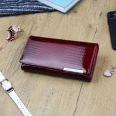 Gregorio Elegantní velká dámská kožená peněženka Runo, červená