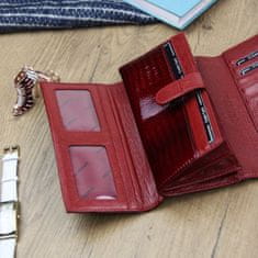 Gregorio Elegantní velká dámská kožená peněženka Runo, červená