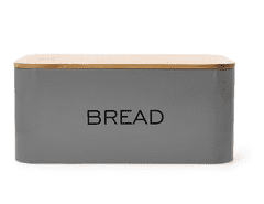 Homla Kovový chlebník s bambusovým víkem BREAD šedá 30x18 cm 806129 Homla