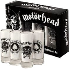 CurePink Štamprle sklenice Motörhead: Set 4 kusů (objem 50 ml)