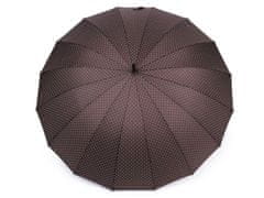 Dámský vystřelovací deštník s puntíky - hnědá tyrkys