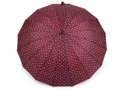 Velký rodinný deštník s puntíky - vínová