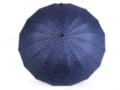 Velký rodinný deštník s puntíky - modrá tmavá