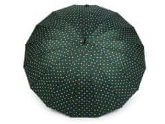 Velký rodinný deštník s puntíky - zelená tm.