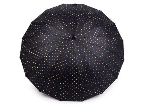 Velký rodinný deštník s puntíky - černá