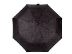 Dámský skládací vystřelovací deštník s puntíky - černá