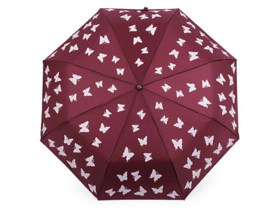 Dámský skládací vystřelovací deštník motýl kouzelný - bordó