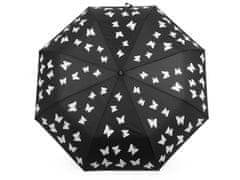 Dámský skládací vystřelovací deštník motýl kouzelný - černá