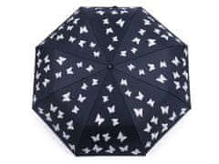 Dámský skládací vystřelovací deštník motýl kouzelný - modrošedá tm.