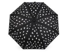 Dámský skládací vystřelovací deštník kapky kouzelný - černá