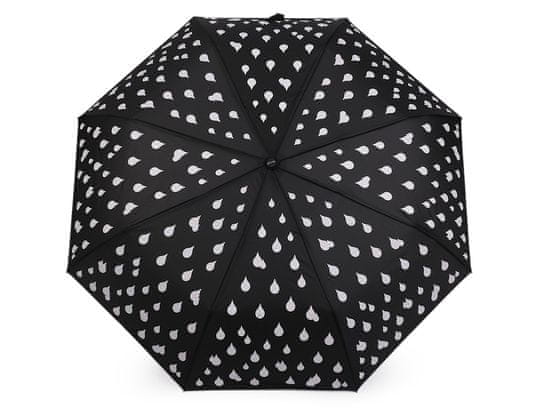 Dámský skládací vystřelovací deštník kapky kouzelný - černá