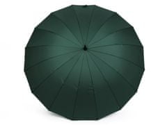 Velký rodinný deštník s dřevěnou rukojetí - zelená tmavá