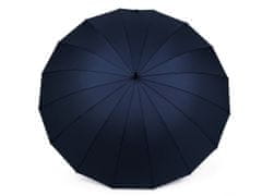 Velký rodinný deštník s dřevěnou rukojetí - modrá tmavá