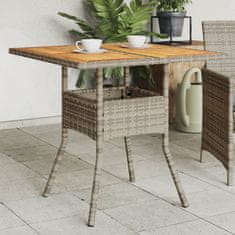 shumee Zahradní stůl s akáciovou deskou šedý 80 x 80 x 75 cm polyratan