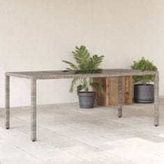 shumee Zahradní stůl se skleněnou deskou šedý 190x90x75 cm polyratan