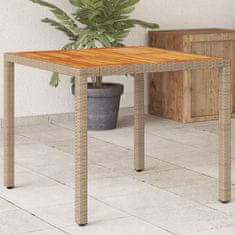 shumee Zahradní stůl béžový 90 x 90 x 75 cm polyratan akáciové dřevo