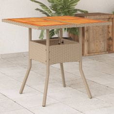 shumee Zahradní stůl béžový 80 x 80 x 75 cm polyratan akáciové dřevo