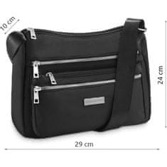 ZAGATTO Dámská černá taška přes rameno, módní taška pro každodenní nošení, spousta kapes, vnitřní kapsa na zip na drobnosti, zapínání na pevný zip, 29x24x10 / ZG813