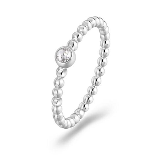 S'Agapõ Minimalistický ocelový prsten s krystalem For Love SFV46