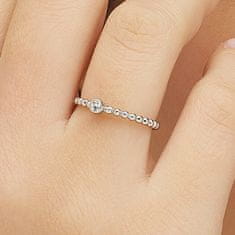 S'Agapõ Minimalistický ocelový prsten s krystalem For Love SFV46 (Obvod 52 mm)