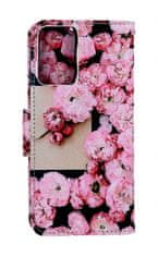 TopQ Pouzdro Xiaomi Redmi Note 12S knížkové Růžové květy 107427