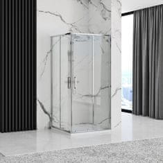 BPS-koupelny Čtvercový sprchový kout REA PUNTO 90x90 cm, chrom se sprchovou vaničkou Savoy bílá