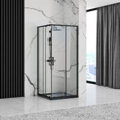 BPS-koupelny Čtvercový sprchový kout REA PUNTO 80x80 cm, chrom se sprchovou vaničkou Savoy černá