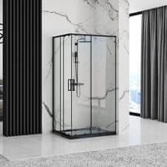 BPS-koupelny Obdélníkový sprchový kout REA PUNTO 80x100 cm, černý se sprchovou vaničkou Savoy černá
