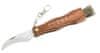 251411 houbařský zavírací nůž 7,5 cm, dřevo, kartáč, řetízek s karabinou