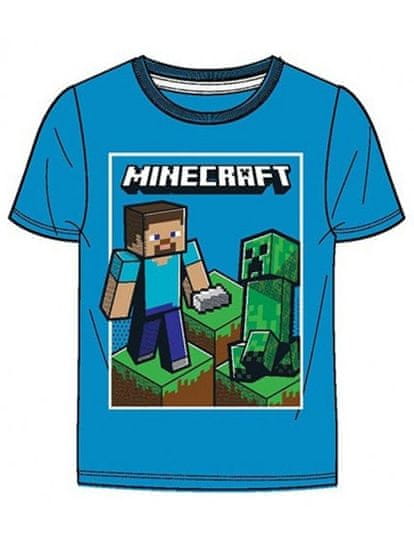 Mojang Studios Chlapecké bavlněné tričko s krátkým rukávem Minecraft - modré