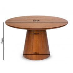 Lectus Jídelní stůl Fungo 130 cm kulatý teakové dřevo/tmavě hnědý