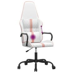 Vidaxl Masážní herní židle růžová a bílá umělá kůže