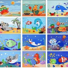 JOJOY® 3D Puzzle, Pěnové puzzle, Samolepky Pro Děti (12 listů) | STICKYFUN 1+1 Sada ZDARMA Zvířata + Oceán