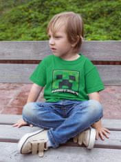 CurePink Dětské tričko Minecraft: Creeper Face (5-6 let) zelená bavlna