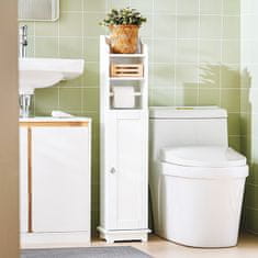 SoBuy FRG177-W Držák toaletního papíru Úložný prostor na toaletní papír Koupelnová police Bílý 