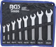 BGS technic Klíče ploché otevřené, dvoustranné, 6-22 mm, sada 8 dílů v obalu - BGS 30600