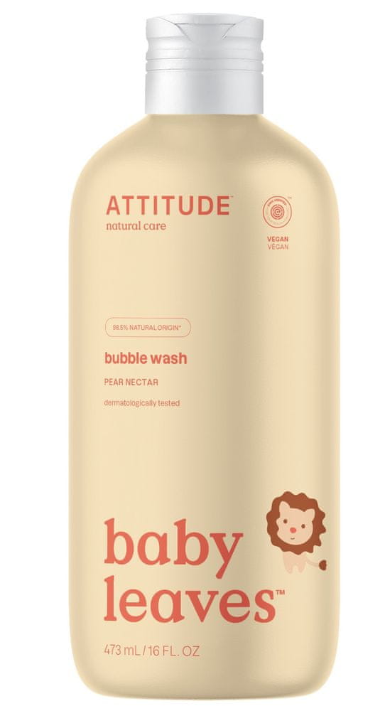 Levně Attitude Dětská pěna do koupele Baby leaves s vůní hruškové šťávy 473 ml