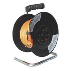 Solight Prodlužovací kabel 20 m na bubnu, 3 x 1,5 mm2, 4 zásuvky, oranžový