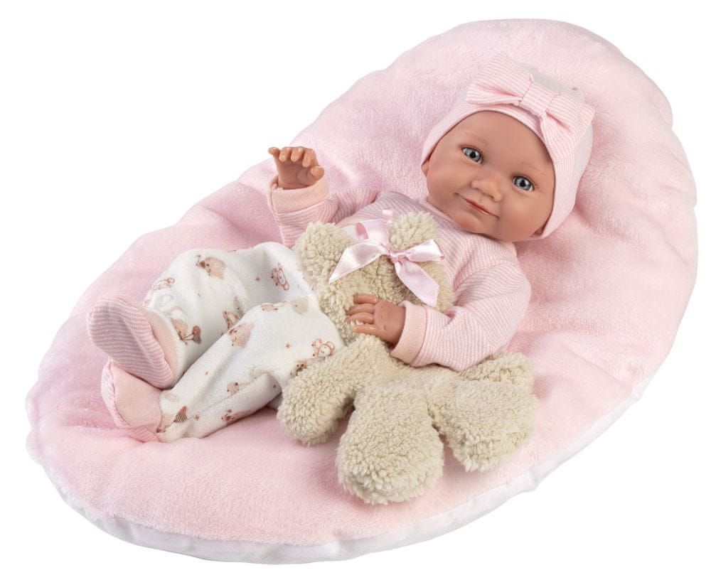 Levně Llorens 73808 New Born holčička - realistická panenka miminko s celovinylovým tělem - 40 cm