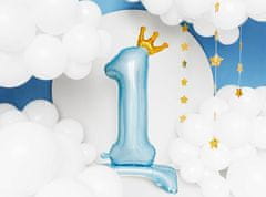 PartyDeco Fóliový balón číslo se stojanem 1 modrý 84cm