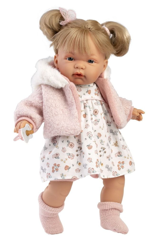 Levně Llorens 38356 JOELLE - realistická panenka se zvuky a měkkým látkovým tělem - 38 cm