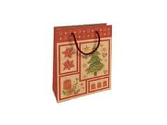 Nekupto Vánoční dárková taška střední kraft Stromeček červená